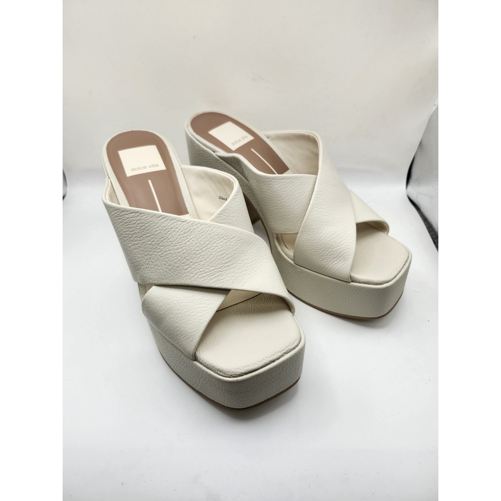 Dolce Vita Wonder Platform Sandal Ivory Leather Women's Size 6.5